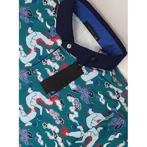 NEW Greyson Polo Shirt Wolf Slayer Print Men XXL Multicolor AOP Short Sleeve NWT